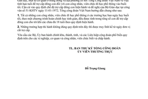 Công văn 165-HC/3b hạn tuổi để tính trợ cấp đông con