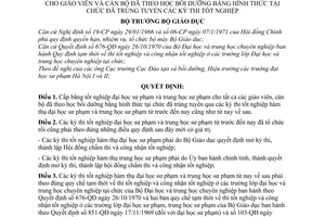 Quyết định177-QĐ cấp bằng tốt nghiệp đại học sư phạm trung học sư phạm cho giáo viên cán bộ theo học bồi dưỡng bằng hình thức tại chức