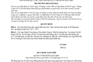Quyết định 182-QĐ Quy chế tạm thời quản lý đồ dùng dạy học