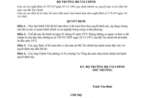 Quyết định 03-TC/TDT Chế độ kế toán đơn vị dự toán