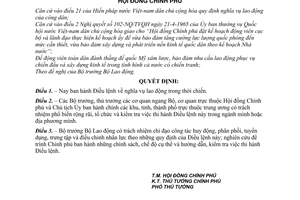 Quyết định 117-CP Điều lệnh nghĩa vụ lao động trong thời chiến