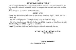 Quyết định 25-BT điều chỉnh địa giới một số xã thuộc huyện Lý Nhân, tỉnh Nam Hà