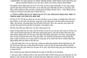 Thông tư liên bộ 03-TT Hướng dẫn Chỉ thị 193-TTg Thủ tướng Chính phủ quản lý than khâu tiếp nhận vận chuyển chống ăn cắp mua bán sử dụng trái phép