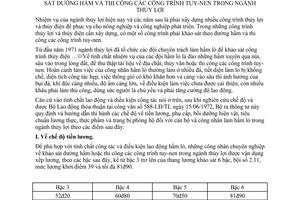 Thông tư 29-TL/TT hướng dẫn chế độ công nhân khảo sát đường hầm thi công công trình tuy-nen ngành thủy lợi