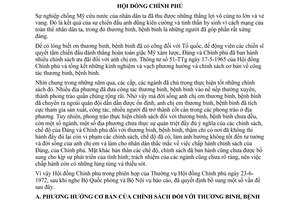 Nghị quyết 196-CP bổ sung chính sách thương binh, bệnh binh