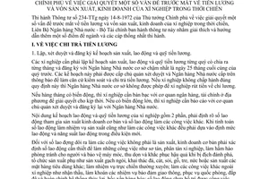 Thông tư liên bộ 09-TT/LB hướng dẫn Thông tư 234-TTg giải quyết tiền lương vốn sản xuất kinh doanh xí nghiệp thời chiến