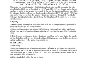 Thông tư liên bộ 32-LB/TT hướng dẫn xếp lương học sinh tốt nghiệp trường trung học đại học sư phạm đào tạo gíáo viên cấp I cấp II phổ thông