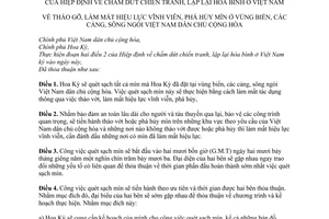 Nghị định thư 1973 tháo gỡ làm mất hiệu lực vĩnh viễn, phá hủy mìn vùng biển cảng sông ngòi Việt Nam dân chủ cộng hòa