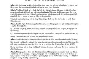 Nghị định 33-CP/NĐ tàng trữ và sử dụng vật liệu nổ