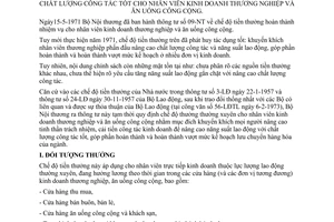 Thông tư 14-NT tạm thời chế độ tiền thưởng tăng năng suất lao động chất lượng công tác tốt nhân viên kinh doanh thương nghiệp ăn uống công cộng