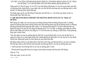 Thông tư liên bộ 06-TT/LB cải tiến chế độ sinh hoạt phí thương binh nặng trại an dưỡng thương binh bệnh binh gái