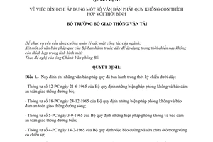 Quyết định 1693-QĐ/PC đình chỉ áp dụng văn bản pháp quy không còn thích hợp thời bình