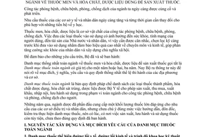 Thông tư 19-BYT/TT xây dựng, thi hành quản lý Danh mục thống nhất toàn ngành thuốc men hóa chất, dược liệu dùng sản xuất thuốc thuốc
