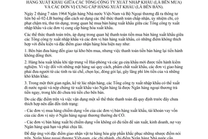 Thông tư 08-TT/NH áp dụng séc định mức quan hệ thanh toán tiền bán hàng xuất khẩu giữa tổng công ty xuất nhập khẩu đơn vị cung cấp hàng xuất khẩu