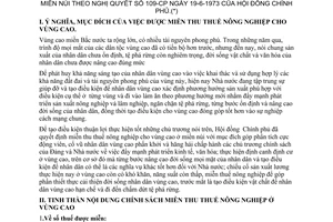 Thông tư 13-TT/TC hướng dẫn miễn thuế nông nghiệp vùng cao miền núi nghị quyết 109-CP