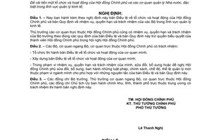 Nghị định 172-CP Điều lệ tổ chức và hoạt động của Hội đồng Chính phủ và bản Quy định nhiệm vụ, quyền hạn và trách nhiệm các Bộ trong quản lý kinh tế