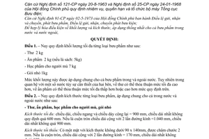 Quyết định 742-QĐ quy định khối lượng  kích thước các loại bưu phẩm, bưu thiếp