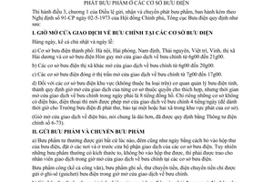 Thông tư 1 phạm vi, giờ gửi, nhận chuyển, phát bưu phẩm, khu vực phát bưu phẩm cơ sở bưu điện