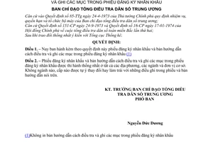 Quyết định 20-TĐTDS/QĐ phiếu đăng ký nhân khẩu bản hướng dẫn cách điều tra ghi các mục trong phiếu đăng ký nhân khẩu