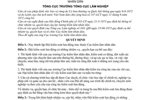 Quyết định 193-QĐ thành lập đội kiểm soát lưu động trực thuộc cục kiểm lâm nhân dân