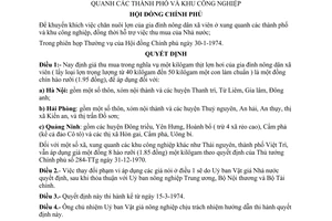 Quyết định 32-CP  giá thu mua thịt lợn hơi của gia đình nông dân xã viên xung quanh các thành phố và khu công nghiệp