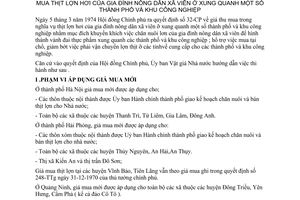 Thông tư 125-NS/VGNN giá thu mua thịt lợn hơi gia đình nông dân xã viên xung quanh thành phố khu công nghiệp hướng dân Quyết định 32-CP