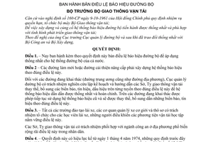 Quyết định 831-QĐ Điều lệ báo hiệu đường bộ