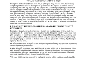 Quyết định 75-CP thực hiện chủ trương xóa bỏ thị trường tự do lương thực, tăng cường quản lý lương thực