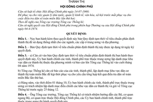 Quyết định 82-CP  tiêu chuẩn phân định thành thị