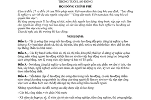 Nghị định 97-CP đăng ký nghĩa vụ lao động và cấp sổ lao động cho công dân trong tuổi lao động