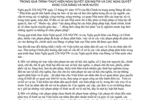 Thông tư 139-TTg hướng dẫn xử lý phạm pháp phát hiện quá trình thực hiện Nghị quyết 228-NQ/TW Nghị quyết Đảng Nhà nước