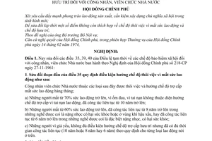Nghị định 163-CP sửa đổi chế độ thôi việc vì mất sức lao động và chế độ hưu trí đối với công nhân, viên chức Nhà nước