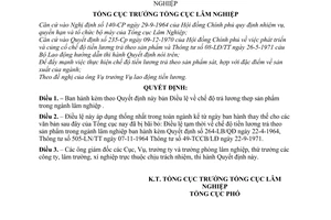 Quyết định 1057-LN/QĐ Điều lệ  chế độ tiền lương trả theo sản phẩm trong nông lâm nghiệp