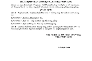 Quyết định 179-KHKT/QĐ 3 tiêu chuẩn Nhà nước