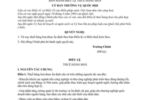 Nghị quyết 487-NQ/QHK4 Điều lệ Thuế Hàng hoá