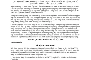 Thông tư 2664-BXD/VKT-2 sửa đổi nội dung định mức tỷ lệ phụ phí sử dụng máy xây dựng cơ bản