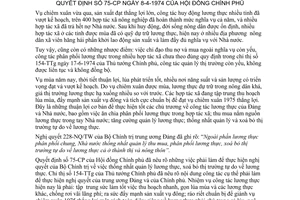 Chỉ thị 275-TTg công tác lương thực vụ mùa 1974 thi hành rộng khắp, triệt để quyết định 75-CP ngày 8-4-1974