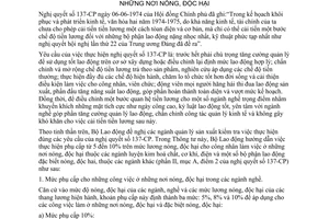 Thông tư 17-LĐ/TT hướng dẫn phụ cấp lương công nhân làm việc những nơi nóng, độc hại
