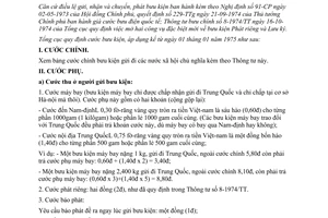 Thông tư 11-1974/TT cước bưu kiện trao đổi nước xã hội chủ nghĩa