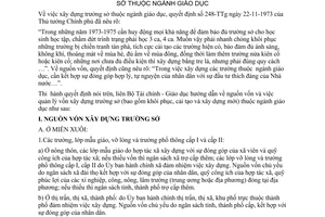 Thông tư liên bộ 29-TT/LB hướng dẫn nguồn vốn quản lý xây dựng trường sở thuộc giáo dục