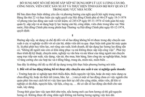 Quyết định 292-CP Bổ sung chế độ sắp xếp sử dụng hợp lý lực lượng CBCNVC sản xuất và thực hiện tinh giản bộ máy quản lý khu vực Nhà nước