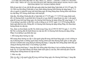 Thông tư 1-NV hướng dẫn trợ cấp cần người giúp đỡ sinh hoạt hàng ngày thương binh thương tật nặng chống Pháp
