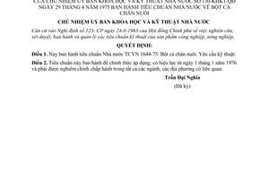 Quyết định 130-KHKT/QĐ tiêu chuẩn Nhà nước về bột cá chăn nuôi