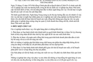 Chỉ thị 9-CT/NH cho vay xí nghiệp sản xuất công nghiệp thương binh