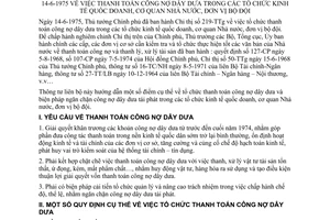 Thông tư 04-LB/NH/TC thanh toán công nợ dây dưa tổ chức kinh tế quốc doanh, cơ quan Nhà nước, đơn vị bộ đội