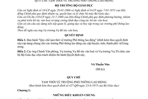 Quyết định 427-QĐ Quy chế tạm thời trường phổ thông lao động