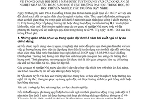 Thông tư 248-TTg chế độ quân nhân xuất ngũ thời gian phục vụ quân đội dưới 5 năm tuyển dụng cơ quan xí nghiệp Nhà nước vào học các trường