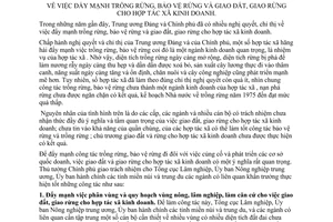 Chỉ thị 257-TTg đẩy mạnh trồng rừng, bảo vệ rừng giao đất, giao rừng hợp tác xã kinh doanh