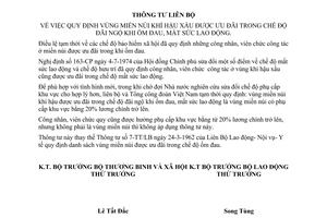 Thông tư liên bộ 09-TT/LB miền núi khí hậu xấu ưu đãi độ đãi ngộ ốm đau mất sức lao động