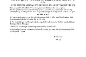 Nghị quyết phê chuẩn kết quả của Hội nghị hiệp thương chính trị thống nhất tổ quốc